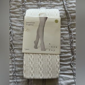 Cream colored tights-M/L